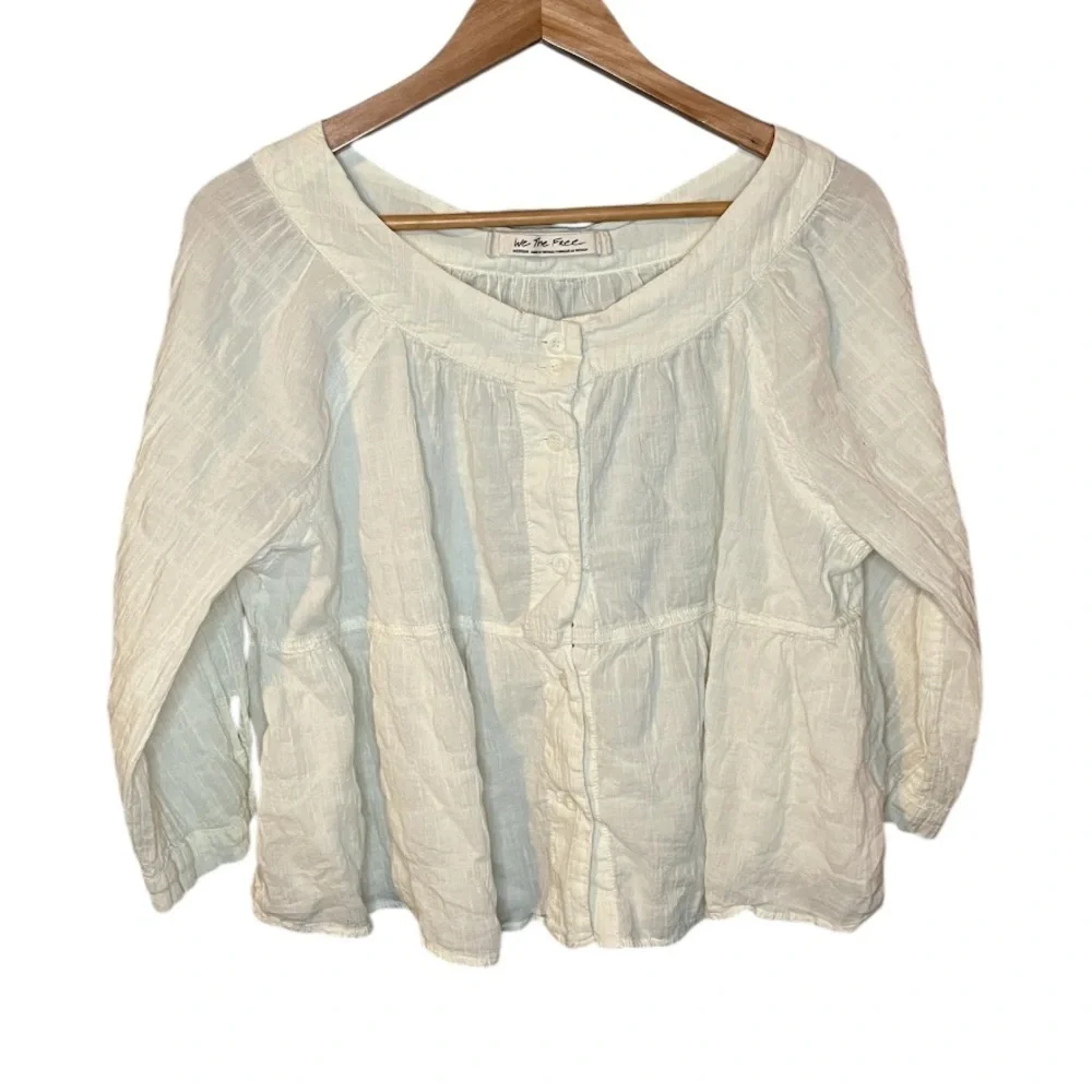 Free People x We The Free Sea To Shore Blouse Ivory - Romantic Cottagecore